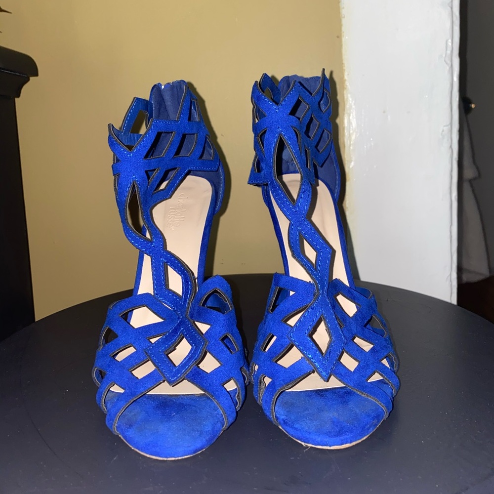 Charlotte Russe Royal Blue Heels Diamond Webbing - Picture 1 of 4